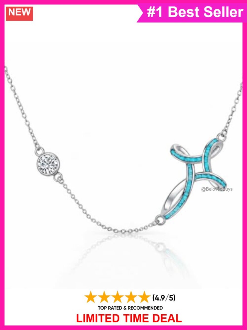 925 Sterling Silver Cross Necklace Women Turquoise Pendant Religious Gift